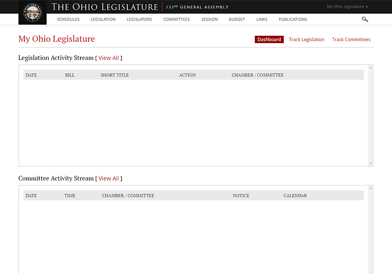 My Ohio Legislature Dashboard